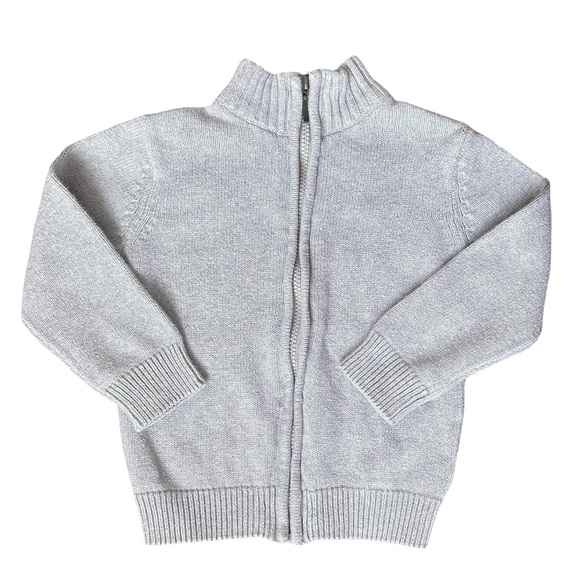 Kiabi  4T Boys gray knit zip up cotton cardigan sweater - Picture 1 of 5